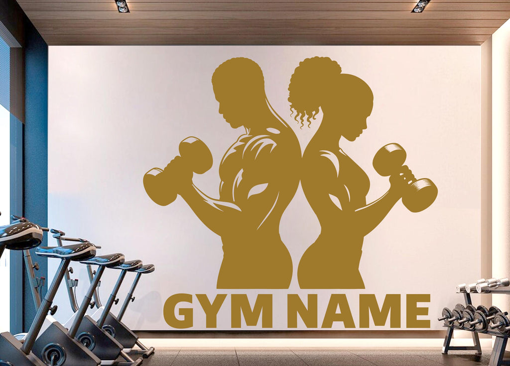 Couple Gym Wall Decal Custom Name Fitness Wall Art Decor Crossfit Wall Decal Crossfit Gift Home Gym Wall Sticker Motivational Decal 933RS