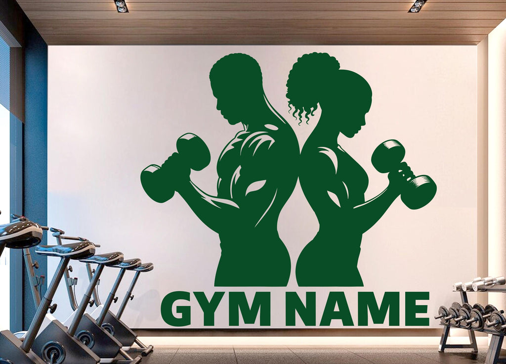 Couple Gym Wall Decal Custom Name Fitness Wall Art Decor Crossfit Wall Decal Crossfit Gift Home Gym Wall Sticker Motivational Decal 933RS