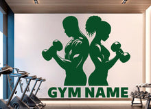 Load image into Gallery viewer, Couple Gym Wall Decal Custom Name Fitness Wall Art Decor Crossfit Wall Decal Crossfit Gift Home Gym Wall Sticker Motivational Decal 933RS
