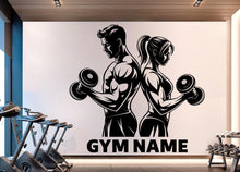 Load image into Gallery viewer, Couple Gym Wall Decal Custom Name Fitness Wall Art Decor Crossfit Wall Decal Crossfit Gift Home Gym Wall Sticker Motivational Decal 934RS