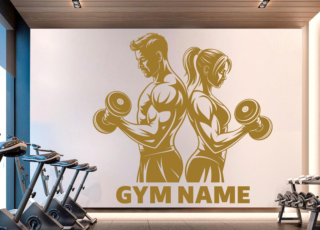 Couple Gym Wall Decal Custom Name Fitness Wall Art Decor Crossfit Wall Decal Crossfit Gift Home Gym Wall Sticker Motivational Decal 934RS