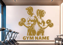 Load image into Gallery viewer, Couple Gym Wall Decal Custom Name Fitness Wall Art Decor Crossfit Wall Decal Crossfit Gift Home Gym Wall Sticker Motivational Decal 934RS
