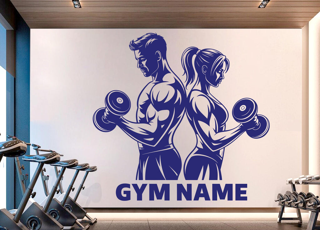 Couple Gym Wall Decal Custom Name Fitness Wall Art Decor Crossfit Wall Decal Crossfit Gift Home Gym Wall Sticker Motivational Decal 934RS