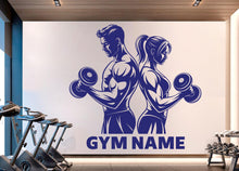 Load image into Gallery viewer, Couple Gym Wall Decal Custom Name Fitness Wall Art Decor Crossfit Wall Decal Crossfit Gift Home Gym Wall Sticker Motivational Decal 934RS