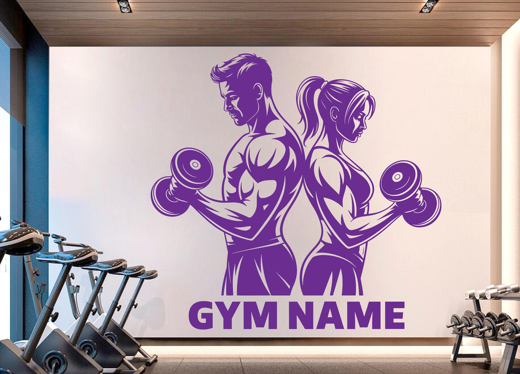Couple Gym Wall Decal Custom Name Fitness Wall Art Decor Crossfit Wall Decal Crossfit Gift Home Gym Wall Sticker Motivational Decal 934RS