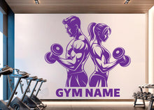 Load image into Gallery viewer, Couple Gym Wall Decal Custom Name Fitness Wall Art Decor Crossfit Wall Decal Crossfit Gift Home Gym Wall Sticker Motivational Decal 934RS