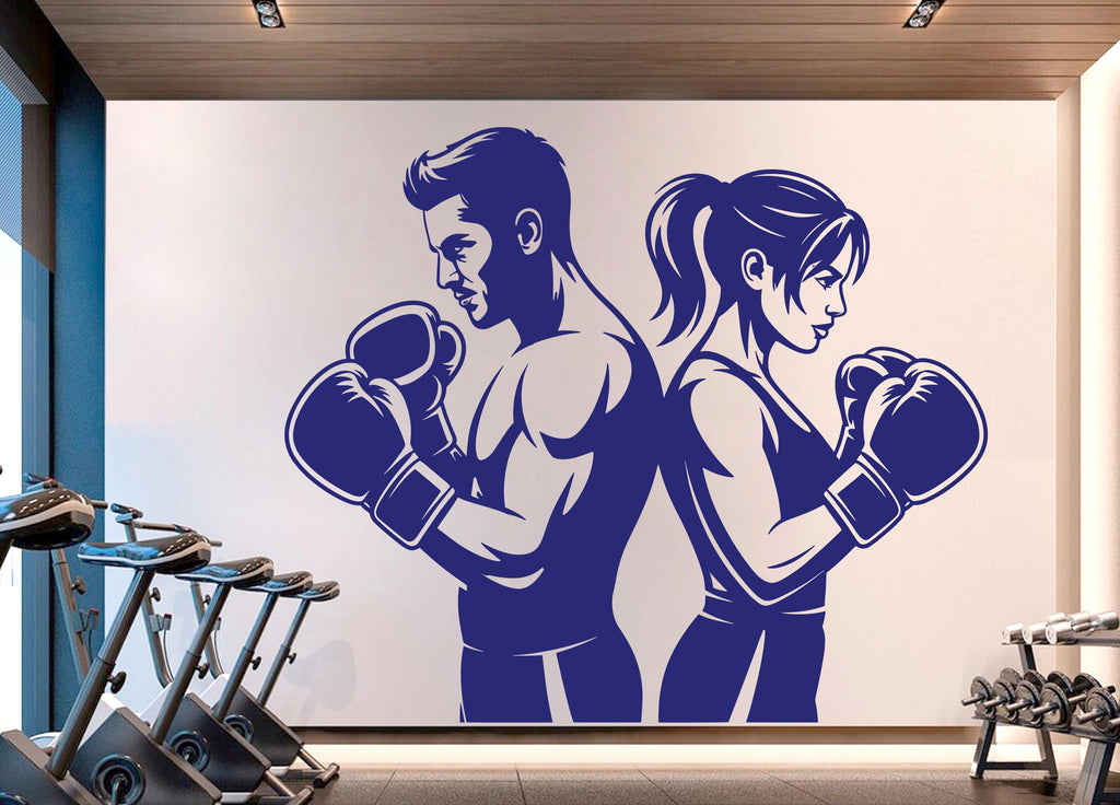 Boxing Couple Gym Wall Decal Fitness Wall Art Decor Crossfit Wall Decal Boxing Gift Home Gym Wall Sticker Motivational Decal 935RS