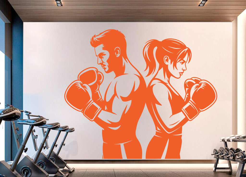 Boxing Couple Gym Wall Decal Fitness Wall Art Decor Crossfit Wall Decal Boxing Gift Home Gym Wall Sticker Motivational Decal 935RS