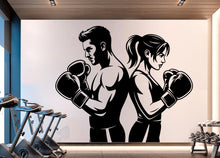 Load image into Gallery viewer, Boxing Couple Gym Wall Decal Fitness Wall Art Decor Crossfit Wall Decal Boxing Gift Home Gym Wall Sticker Motivational Decal 935RS