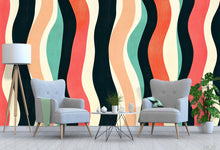 Load image into Gallery viewer, Retro Wavy Stripes Wallpaper – Bold Colorful Wall Mural Vn1020