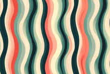 Load image into Gallery viewer, Retro Wavy Stripes Wallpaper – Funky Mid Century Modern Wall Mural Vn1022