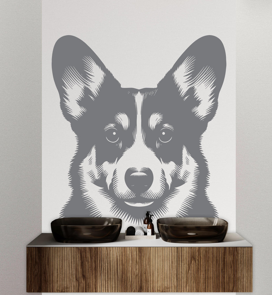 Corgi Dog wall decal Dog decor Dog kids Dog wall art Decal Dog Lover Animals Dog Wall Bathroom Wall Decals Stickers Vinyl 141DE