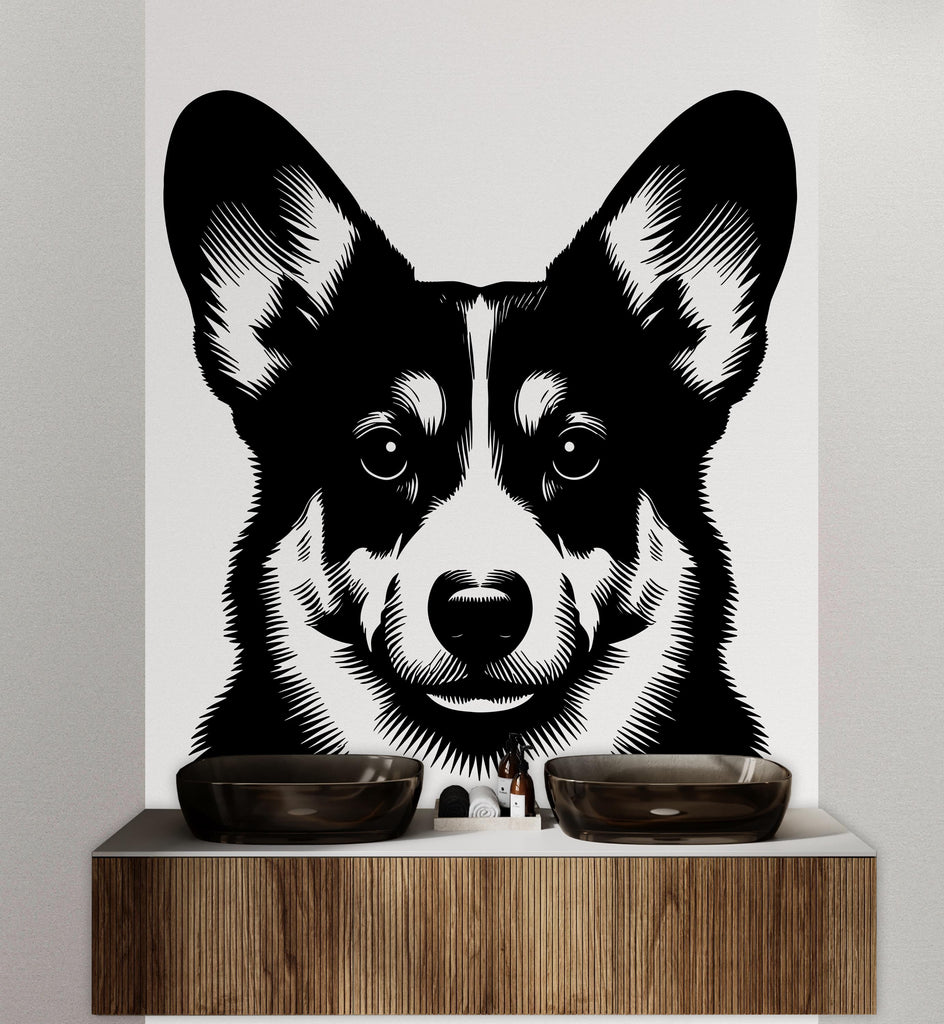 Corgi Dog wall decal Dog decor Dog kids Dog wall art Decal Dog Lover Animals Dog Wall Bathroom Wall Decals Stickers Vinyl 141DE