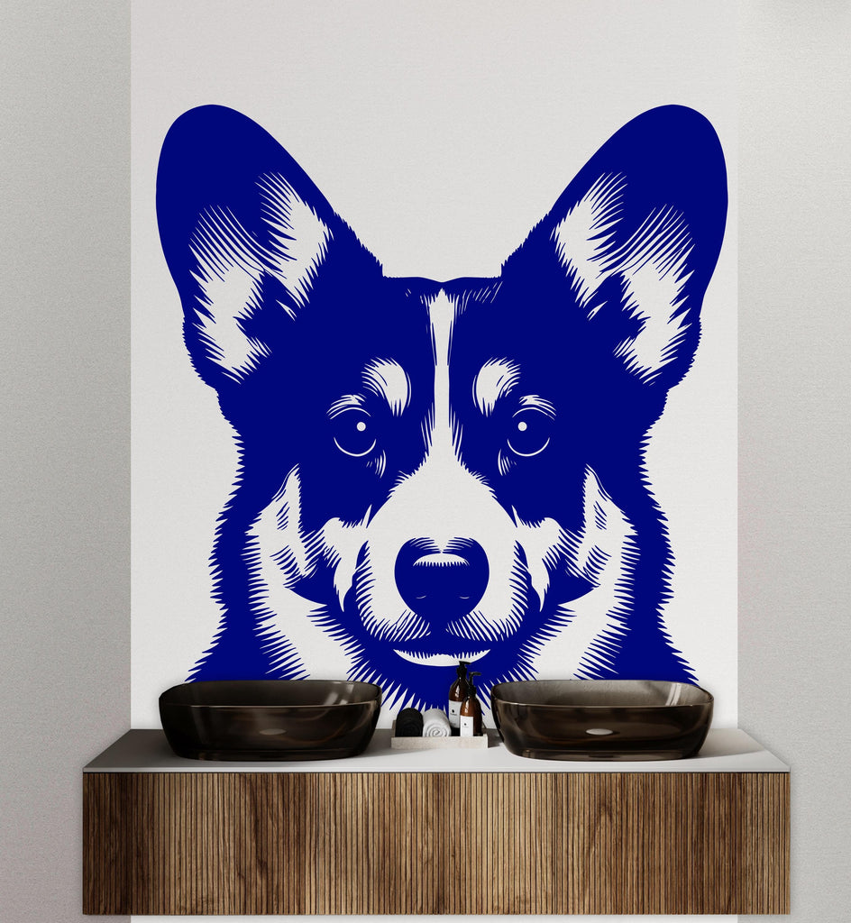Corgi Dog wall decal Dog decor Dog kids Dog wall art Decal Dog Lover Animals Dog Wall Bathroom Wall Decals Stickers Vinyl 141DE