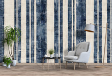 Load image into Gallery viewer, Navy Blue Striped Wallpaper | Modern Coastal Wall Mural | Vertical Stripe Wall Decor Vn1030