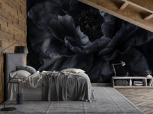 Load image into Gallery viewer, Black Floral Mural Wallpaper – Dark Oversized Peony Wall Art for Bedroom Décor Vn1048