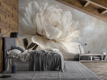 Load image into Gallery viewer, Large White Peony Wall Mural – Elegant Neutral Floral Wallpaper for Bedroom Accent Vn1051