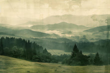 Load image into Gallery viewer, Green Forest Wall Mural – Misty Mountain Landscape Wallpaper for Bedroom or Living Room Vn1057