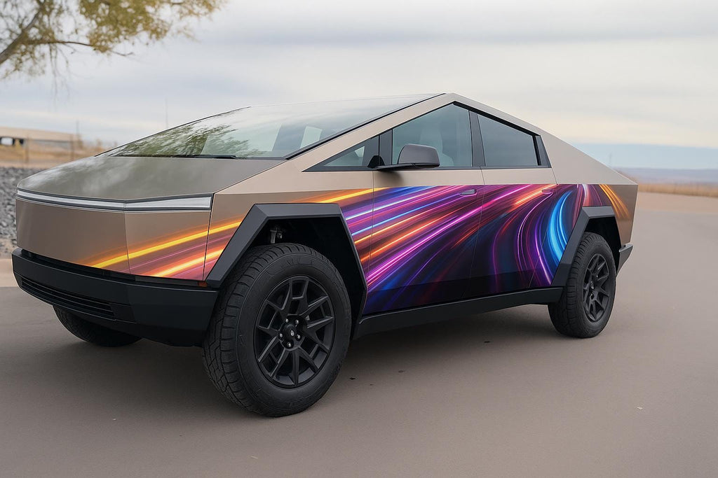 Futuristic Neon Car Wrap Wallpaper, Racing Stripes Vinyl Decal, Custom Full Vehicle Wrap, Gift for Car Lovers, Track Day Style