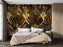 Load image into Gallery viewer, Art Deco Wall Mural – Luxury Gold &amp; Black Geometric Wallpaper, Glam Accent Wall Decor for Bedroom, Living Room or Lounge Vn1083