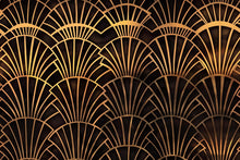 Load image into Gallery viewer, Art Deco Wall Mural – Luxury Gold Fan Pattern Wallpaper for Living Room, Bedroom, Office or Bar Decor Vn1086
