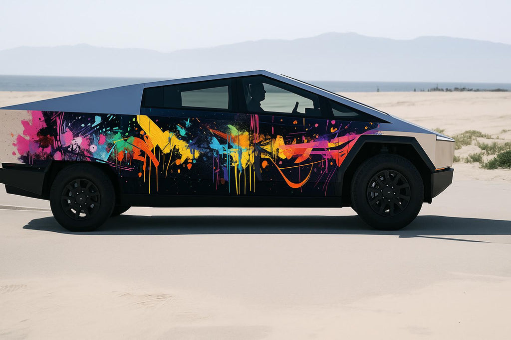 Graffiti Car Wrap Cybertruck Vinyl Sticker, Colorful Street Art Car Decal, Custom Truck Wrap Gift, Urban Style Vehicle Graphics, Tesla Wrap