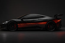Load image into Gallery viewer, Luxury Sport Car Wrap, Black Carbon Fiber Texture with Red Glow Streak, Full Vehicle Vinyl Graphics for Supercars, Exotic Car Gift