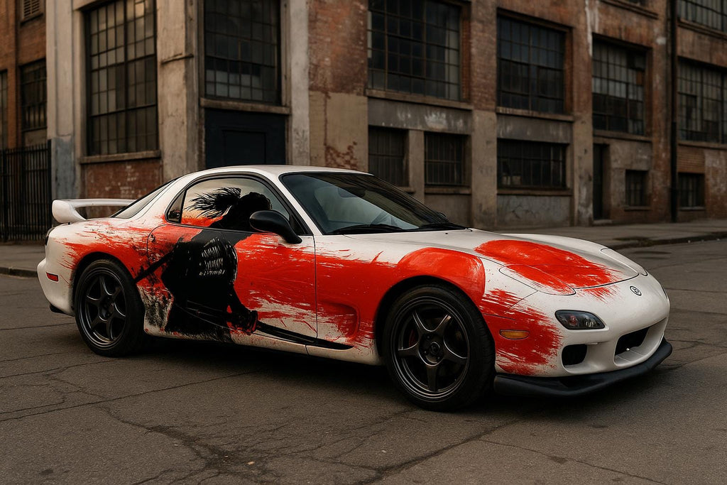 Samurai Car Wrap, Red Rising Sun JDM Vinyl Graphics for Sports Cars, Japanese Warrior Full Side Wrap, Drift Racing Gift, Custom Car