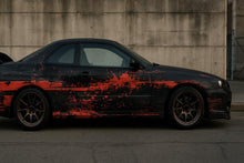 Load image into Gallery viewer, Red Black Distressed Car Wrap | Urban Grit Vinyl Design | Grunge Street Style Vehicle Wrap | Industrial Weathered Look Car Vinyl