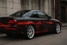 Load image into Gallery viewer, Red Black Distressed Car Wrap | Urban Grit Vinyl Design | Grunge Street Style Vehicle Wrap | Industrial Weathered Look Car Vinyl