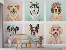 Load image into Gallery viewer, Dog Grooming salon Wallpaper Spa dog Peel and Stick Dog room Wallpaper Nursery Self Adhesive Dog Animal nursery decor Mural 960RS