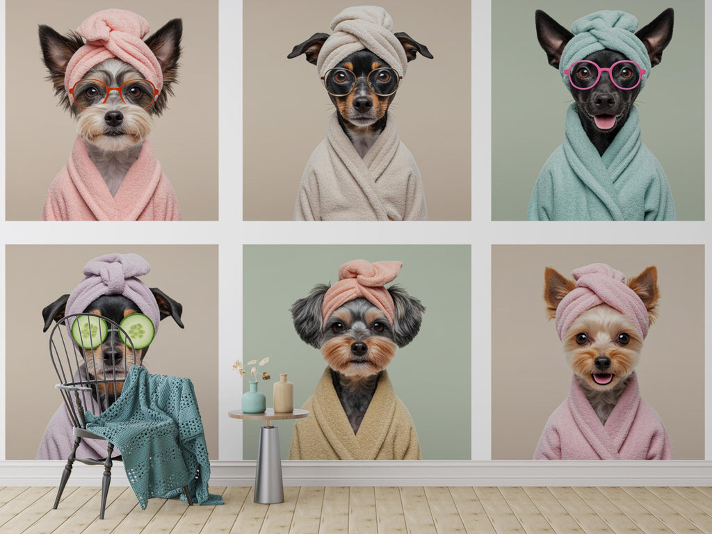 Dog Grooming salon Wallpaper Spa dog Peel and Stick Dog room Wallpaper Nursery Self Adhesive Dog Animal nursery decor Mural 961RS