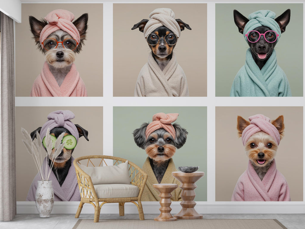 Dog Grooming salon Wallpaper Spa dog Peel and Stick Dog room Wallpaper Nursery Self Adhesive Dog Animal nursery decor Mural 961RS