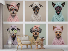 Load image into Gallery viewer, Dog Grooming salon Wallpaper Spa dog Peel and Stick Dog room Wallpaper Nursery Self Adhesive Dog Animal nursery decor Mural 961RS