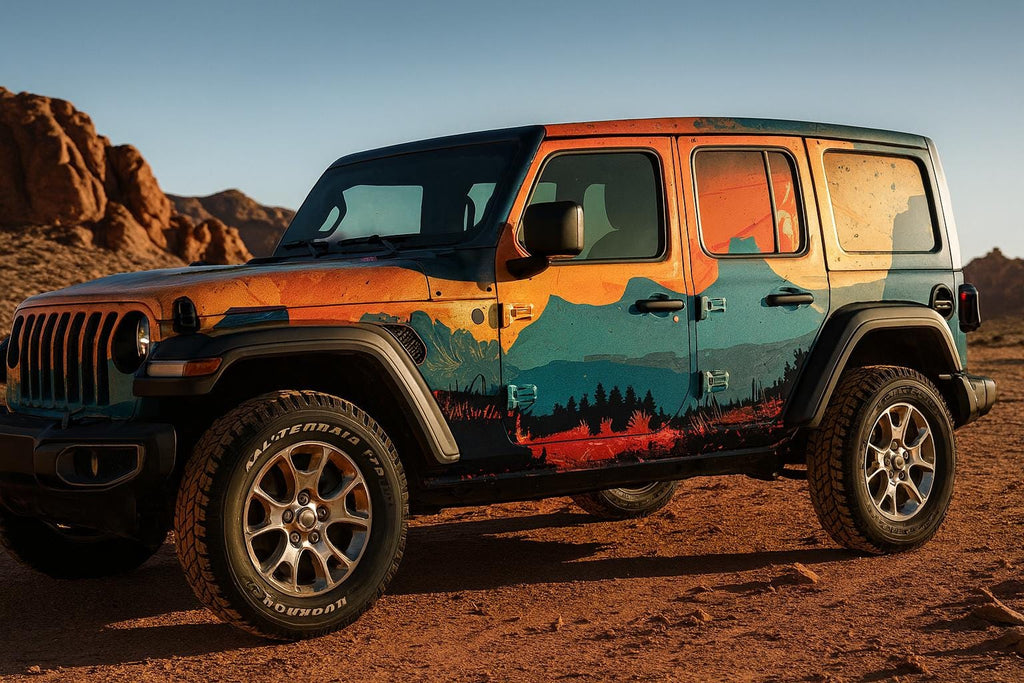 Adventure Car Wrap Mountain Sunset Offroad Design | Full Side Vinyl Graphic Wrap for Truck or 4x4 | Gift for Car Lovers