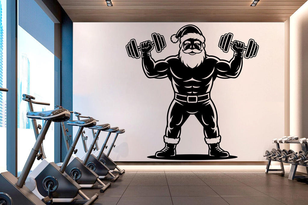 Santa Gym Wall Decor Santa Claus Fitness Wall Art Gym Wall Decals Gorilla Wall Decal Gifts Home Gym Wall Sticker Gym 938RS