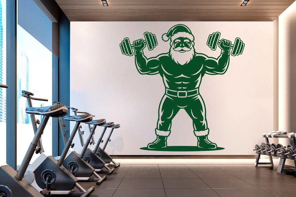 Santa Gym Wall Decor Santa Claus Fitness Wall Art Gym Wall Decals Gorilla Wall Decal Gifts Home Gym Wall Sticker Gym 938RS