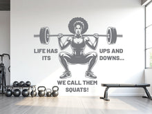 Load image into Gallery viewer, Squat Girl Gym Wall Decal Girl Power fitness Quote Decor Workout Art Vinyl Gym Wall Stickers Bedroom Gym Workout Girl Cross fit 962RS