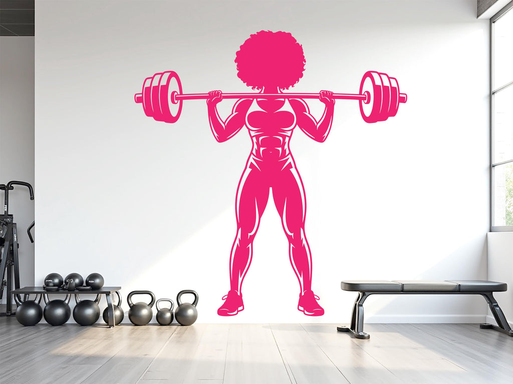 Afro Woman Gym Wall Decal, Fitness Quote Vinyl Sticker 963RS