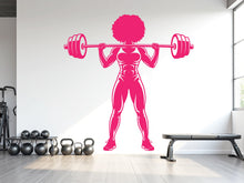 Load image into Gallery viewer, Afro Woman Gym Wall Decal, Fitness Quote Vinyl Sticker 963RS