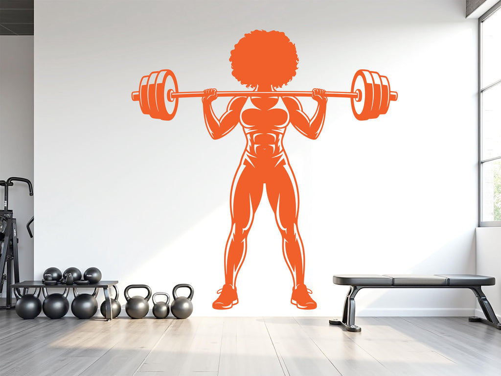 Afro Woman Gym Wall Decal, Fitness Quote Vinyl Sticker 963RS