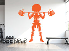 Load image into Gallery viewer, Afro Woman Gym Wall Decal, Fitness Quote Vinyl Sticker 963RS