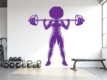Load image into Gallery viewer, Afro Woman Gym Wall Decal, Fitness Quote Vinyl Sticker 963RS