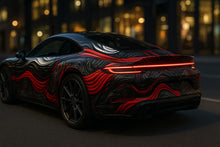 Load image into Gallery viewer, Lava Flow Supercar Wrap | 3D Topographic Red and Black Vinyl Car Wrap | Custom Exotic Vehicle Design | Gift for Car Lovers | Luxury Sports