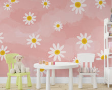 Load image into Gallery viewer, Daisy Flower Wallpaper – Cute Pink and White Floral Mural, Playful Peel and Stick Wallpaper for Kids or Teen Girl Room 941RS