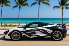 Load image into Gallery viewer, Black And White Wave Supercar Wrap | Modern Flow Vinyl Car Wrap | Custom Luxury Vehicle Design | Gift For Car Lovers | Minimalist Sports Car