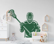Load image into Gallery viewer, Lacrosse Player wall decal Sport Wall Decal Kids Decal Personalized Lacrosse wall Vinyl Wall Sticker Boy Room 944RS
