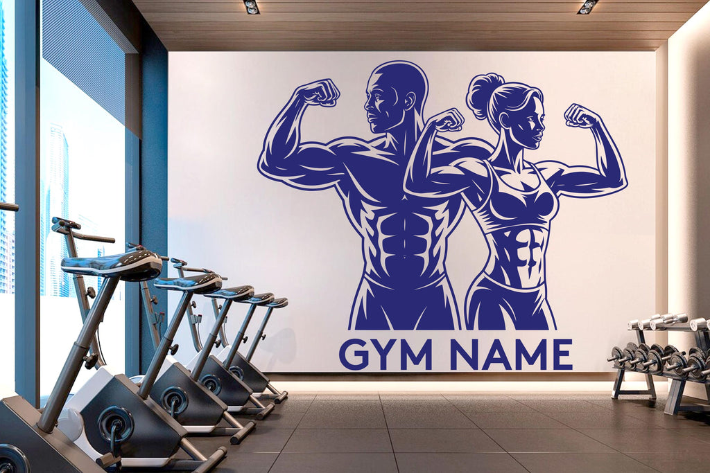 Couple Gym Wall Decal Custom Name Fitness Wall Art Decor Crossfit Wall Decal Crossfit Gift Home Gym Wall Sticker Motivational Decal 945RS