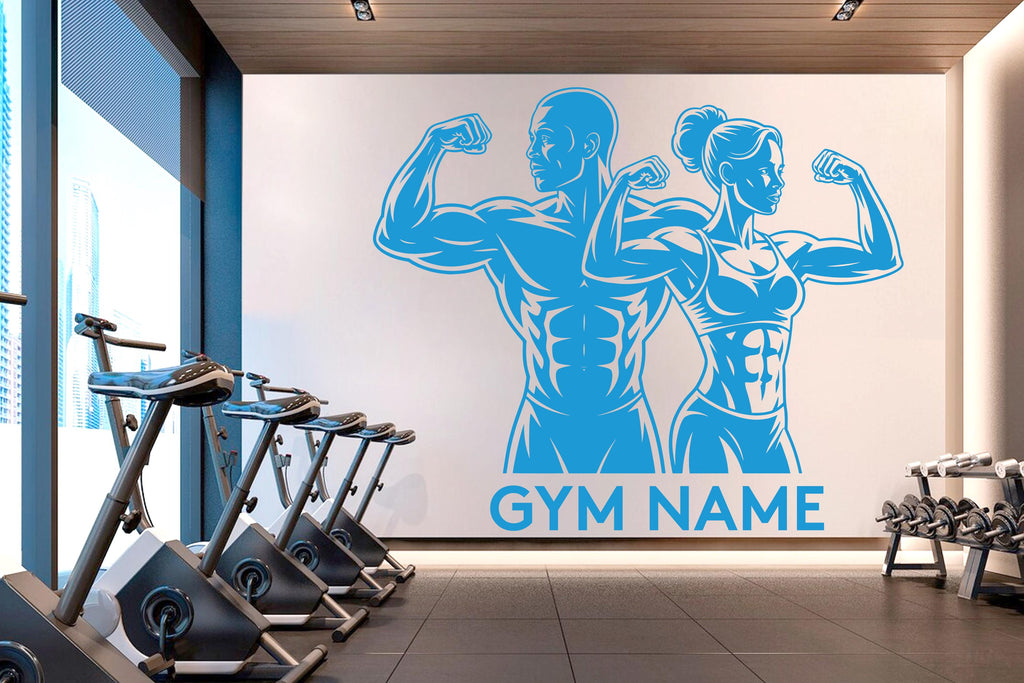 Couple Gym Wall Decal Custom Name Fitness Wall Art Decor Crossfit Wall Decal Crossfit Gift Home Gym Wall Sticker Motivational Decal 945RS