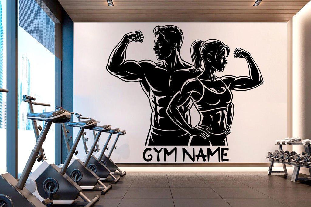 Couple Gym Wall Decal Custom Name Fitness Wall Art Decor Crossfit Wall Decal Crossfit Gift Home Gym Wall Sticker Motivational Decal 946RS